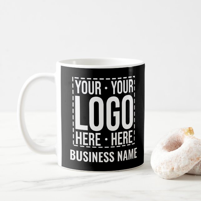 Taza De Café Custom Business Logo Company Personalized Modern (Con donut)