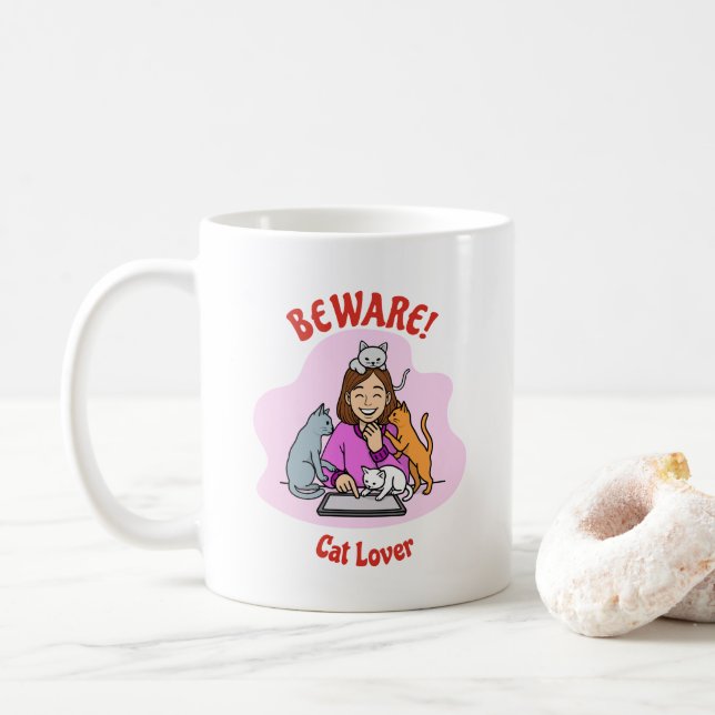 Taza De Café Custom Cat Lover Mug – Personalized Gift (Con donut)