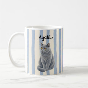 Taza De Café Custom Cat Photo Mug, Personalized Cat Name Coffee