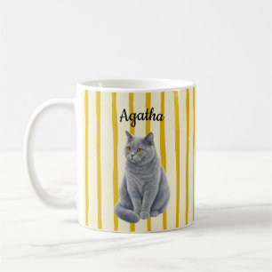 Taza De Café Custom Cat Photo Mug, Personalized Cat Name Coffee