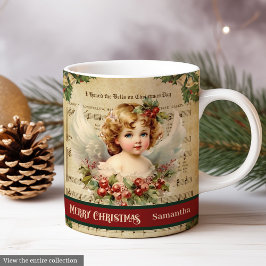 Taza De Café Custom Christmas Mug Vintage Angel Monogram Gift