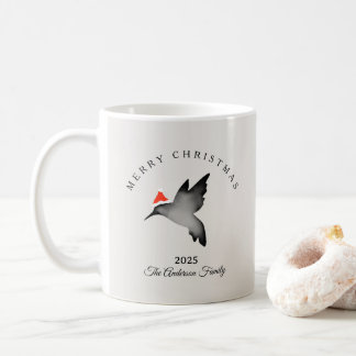 Taza De Café Custom Christmas red gray santa hummingbird