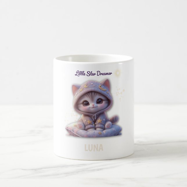 Taza De Café Custom Cosmic Cat Mug – Personalized Pastel Galaxy (Centro)
