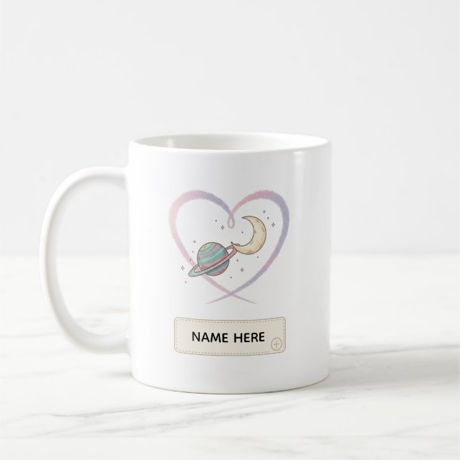 Taza De Café Custom Cosmic Heart Name Mug (Izquierda)