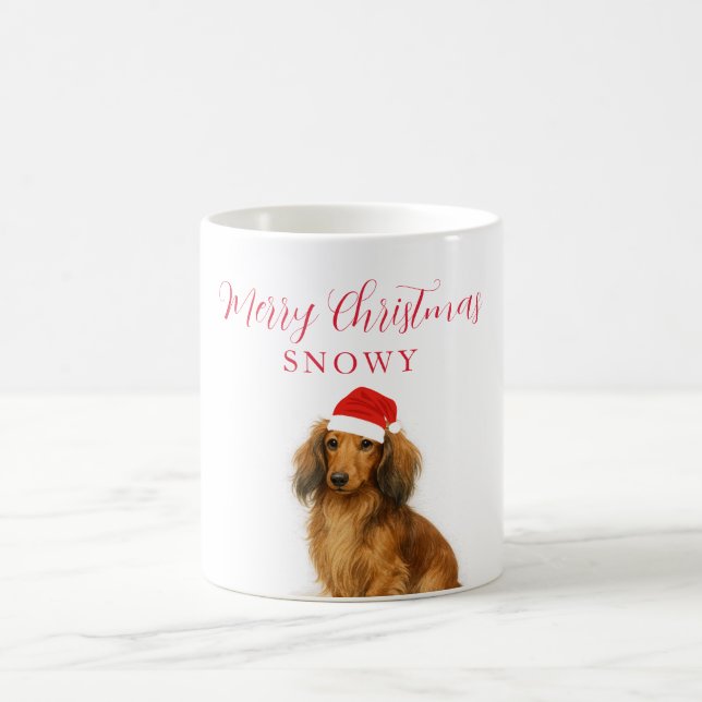 Taza De Café Custom Dachshund Dog with Santa Hat Christmas (Centro)