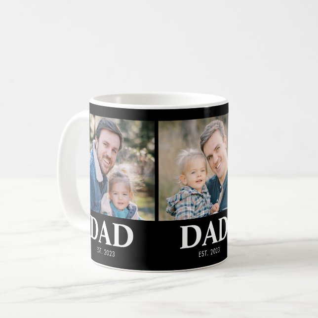 Taza De Café Custom Dad Established 3 Photo Fathers Day (Anverso izquierdo)