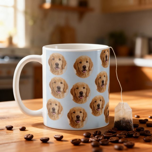 Taza De Café Custom Dog Photo | Cute Personalized Light Blue  (Subido por el creador)