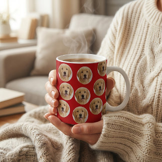 Taza De Café Custom Dog Photo | Cute Personalized Red 