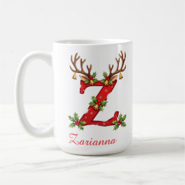 Taza De Café Custom elegant initial Z merry Christmas 