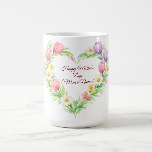 Taza De Café Custom Floral Heart Mother’s Day Mug (Centro)
