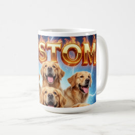 Taza De Café Custom Golden Retrievers Cosmic Lightning Design