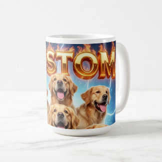 Taza De Café Custom Golden Retrievers Cosmic Lightning Design