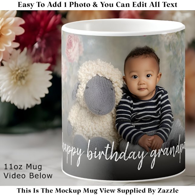Taza De Café Custom Grandpa Photo Mug Modern One Photo Easy (Subido por el creador)