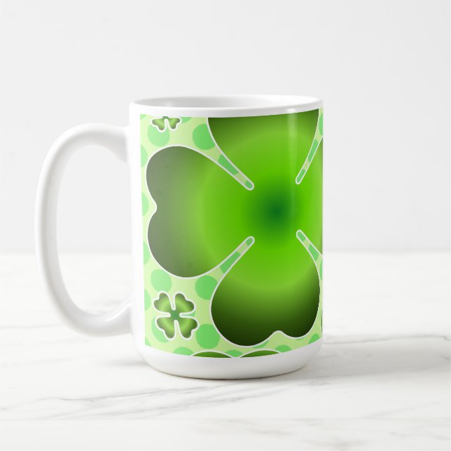 Taza De Café Custom Green Lucky Clover Pattern Gift (Izquierda)