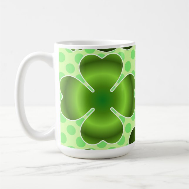 Taza De Café Custom Green Lucky Clover Pattern Gift (Izquierda)