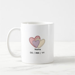 Taza De Café Custom Heart Mug with Name Date