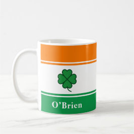 Taza De Café Custom Irish Flag Coffee Mug with Family Name