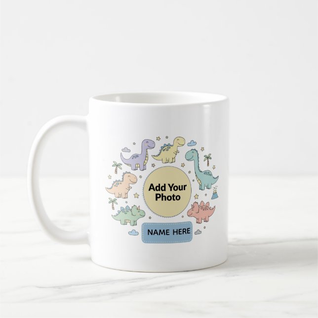 Taza De Café Custom Kids Dinosaur Photo Mug (Izquierda)
