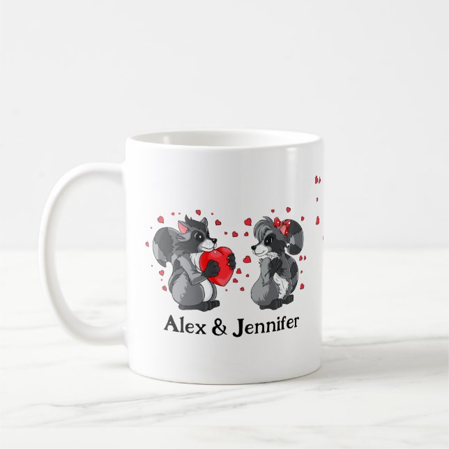 Taza De Café Custom Love Couple Names Personalized (Izquierda)