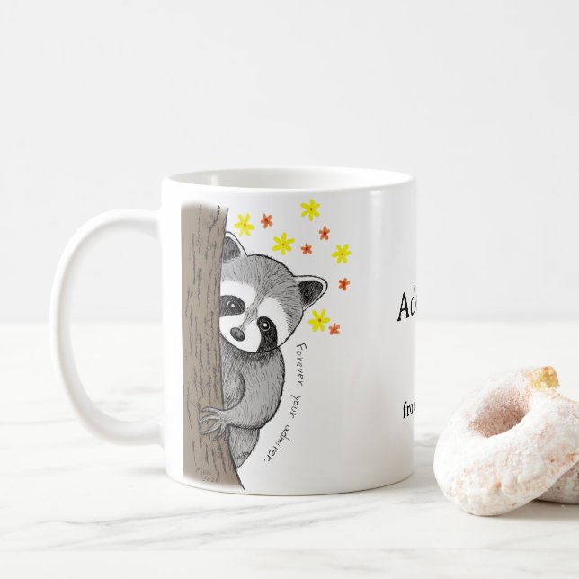 Taza De Café Custom Love Gift I secretly admire you Raccoon  (Con donut)