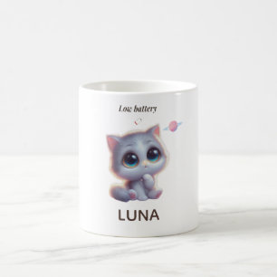 Taza De Café Custom Low Battery Cat Mug