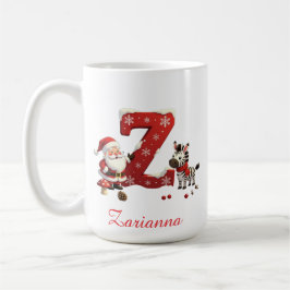 Taza De Café Custom Monogram initial Z merry Christmas 