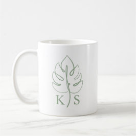 Taza De Café Custom Monstera Monogram Wedding Logo