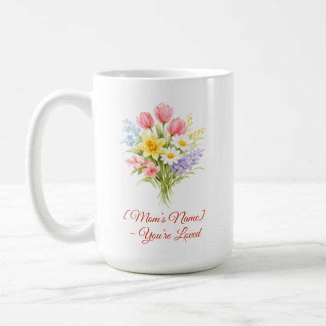 Taza De Café Custom Mother’s Day Bouquet of Flowers Mug (Izquierda)