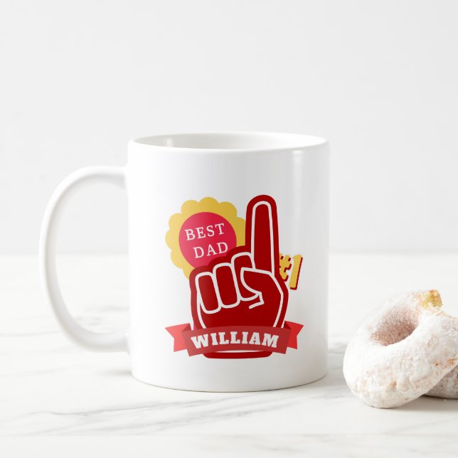 Taza De Café Custom Name Best Dad No 1 Father's Day Gift (Con donut)