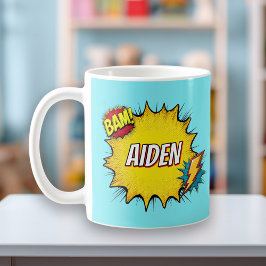 Taza De Café Custom Name Boys Superhero Mug Personalised