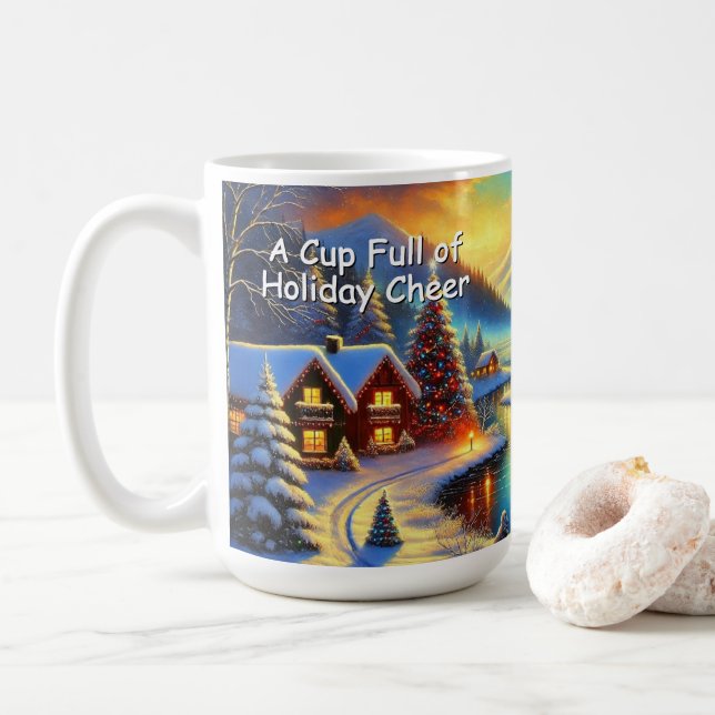 Taza De Café Custom Name Christmas Cabin Mug  (Con donut)