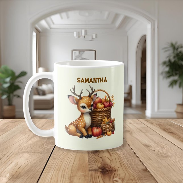 Taza De Café Custom Name Deer with Autumn Harvest Mug (Subido por el creador)