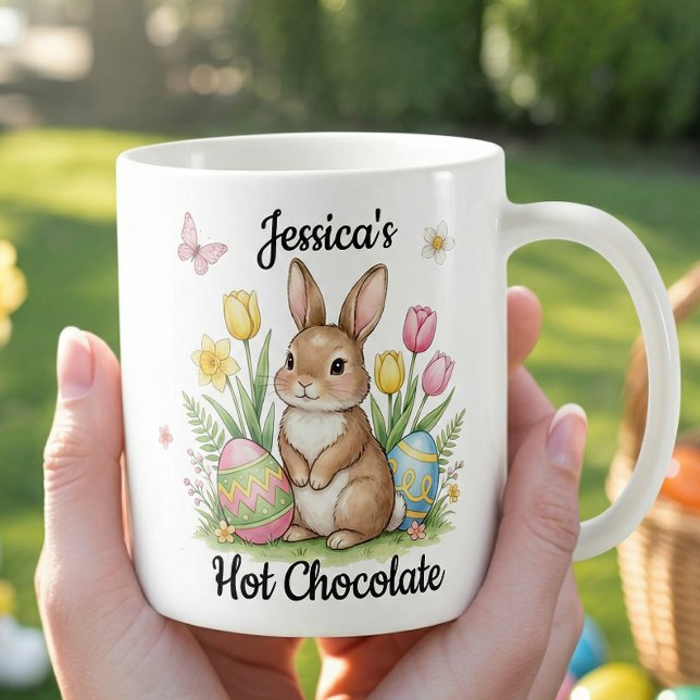 Taza De Café Custom Name Hot Chocolate Preppy Easter Bunny (Subido por el creador)
