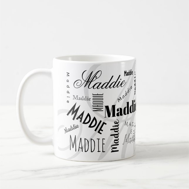 Taza De Café Custom Name Maddie Black White Coffee Mug (Izquierda)