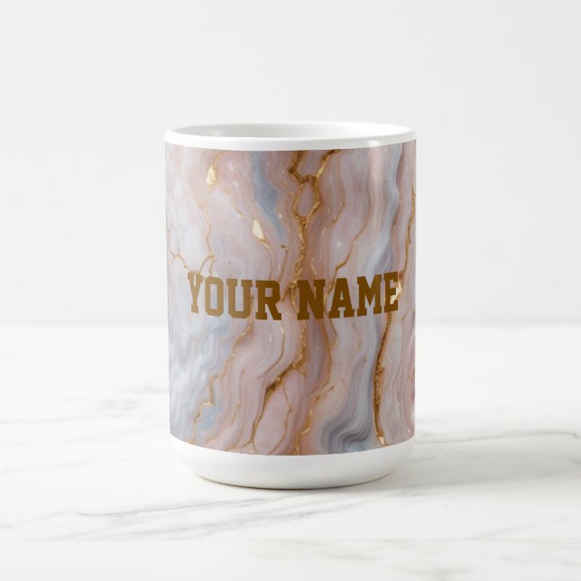 Taza De Café Custom Name Marble Mug | Personalized Gold Textmug (Centro)