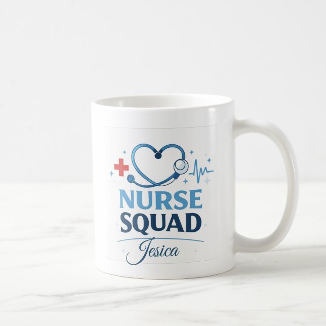 Taza De Café Custom Name Nurse Squad Coffee Mug Gift (Derecha)