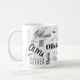 Taza De Café Custom Name Olivia Black White Coffee Mug