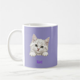 Taza De Café Custom Name Personalized Kitten Art Gift