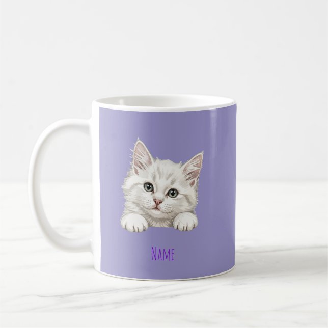 Taza De Café Custom Name Personalized Kitten Art Gift (Izquierda)