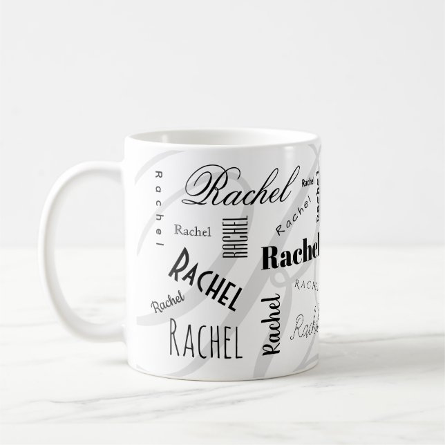 Taza De Café Custom Name Rachel Black White Coffee Mug (Izquierda)