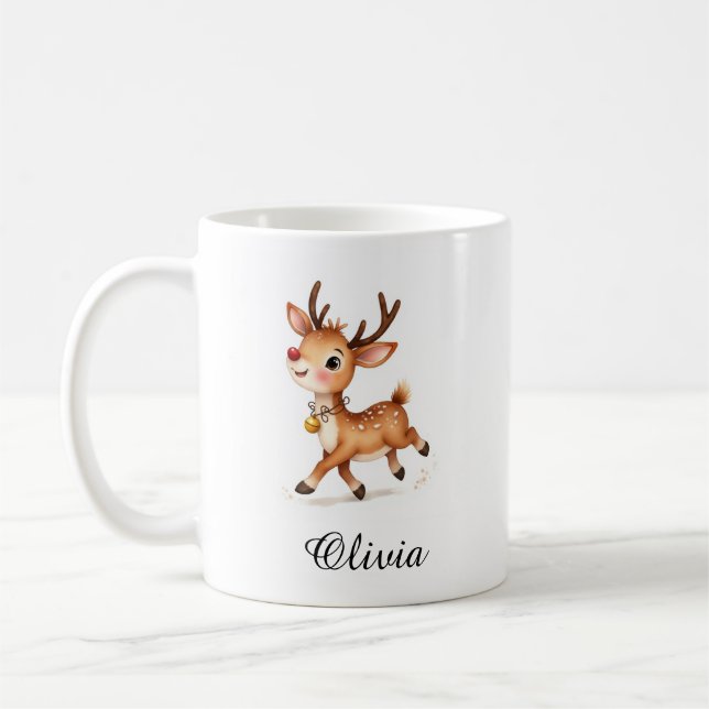 Taza De Café Custom Name Reindeer Coffee Mug - Personalized (Izquierda)