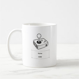 Taza De Café Custom Name Retro Joystick Gamer Sketch