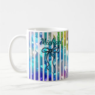 Taza De Café Custom Name Valentine | Personalized Blue For Him