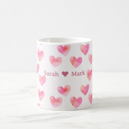 Taza De Café Custom Names Romantic Pink Love Design - 