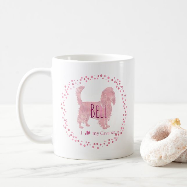 Taza De Café Custom Pastel pastel pink cavalier Silhouette mug  (Con donut)