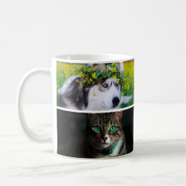 Taza De Café Custom Pet 4 Photo Collage for Cat Dog Lovers gift