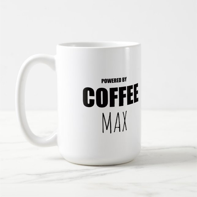 Taza De Café Custom Pet Name Coffee Mug | Powered by Coffee and (Izquierda)