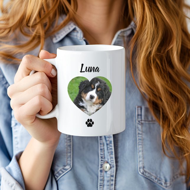 Taza De Café Custom Pet Photo Name, Minimal Modern Typography (Subido por el creador)