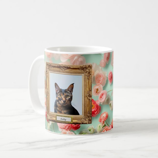 Taza De Café Custom Pet Portrait Mug – Your Cat in a Frame (Anverso izquierdo)