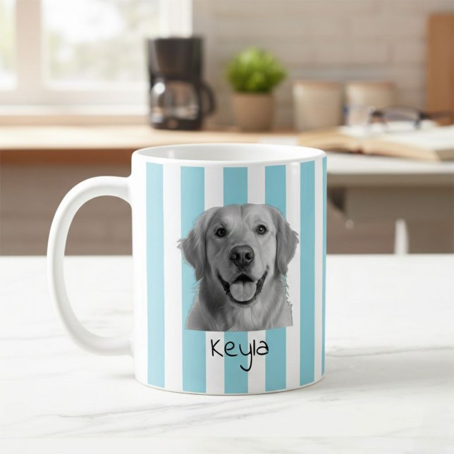 Taza De Café Custom Pet Striped Mug Using Pet Photo (Subido por el creador)